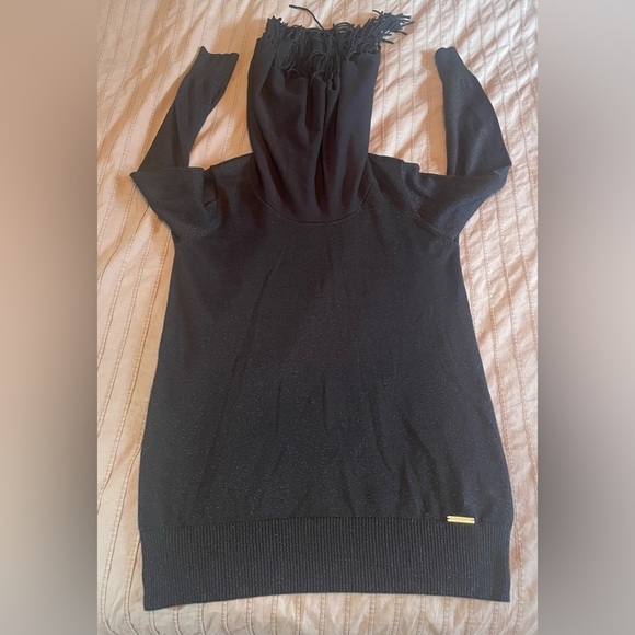 Michael Kors Black Cowl Neck Sweater with Metallic Reflection - Size M - Picture 10 of 13